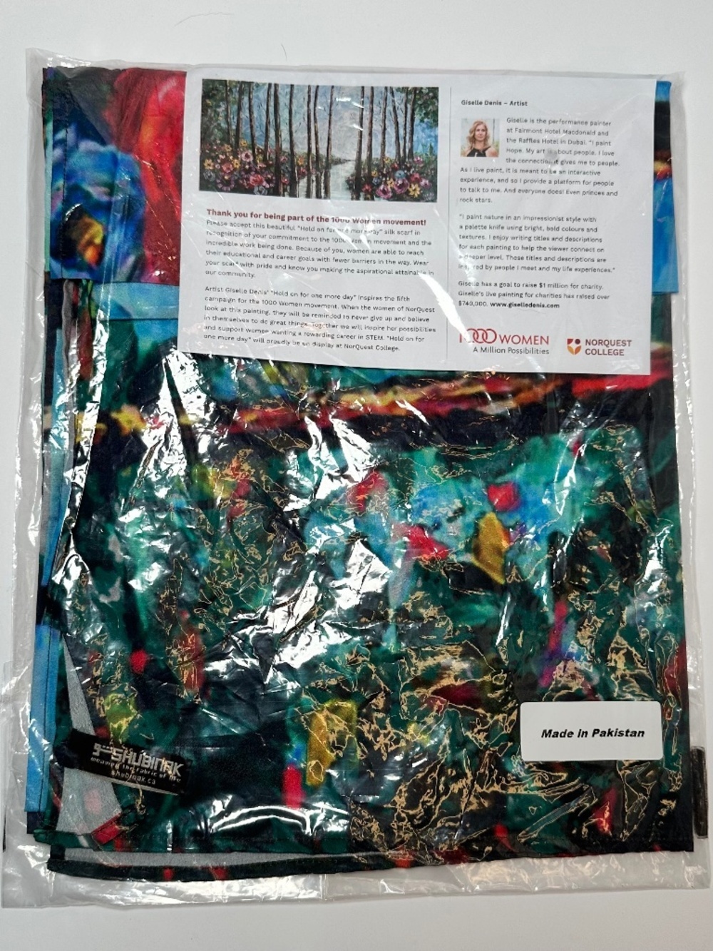 NEW Shubinak Silk Scarf Giselle Denis Floral Print 1000 Women Movement Art Scarf